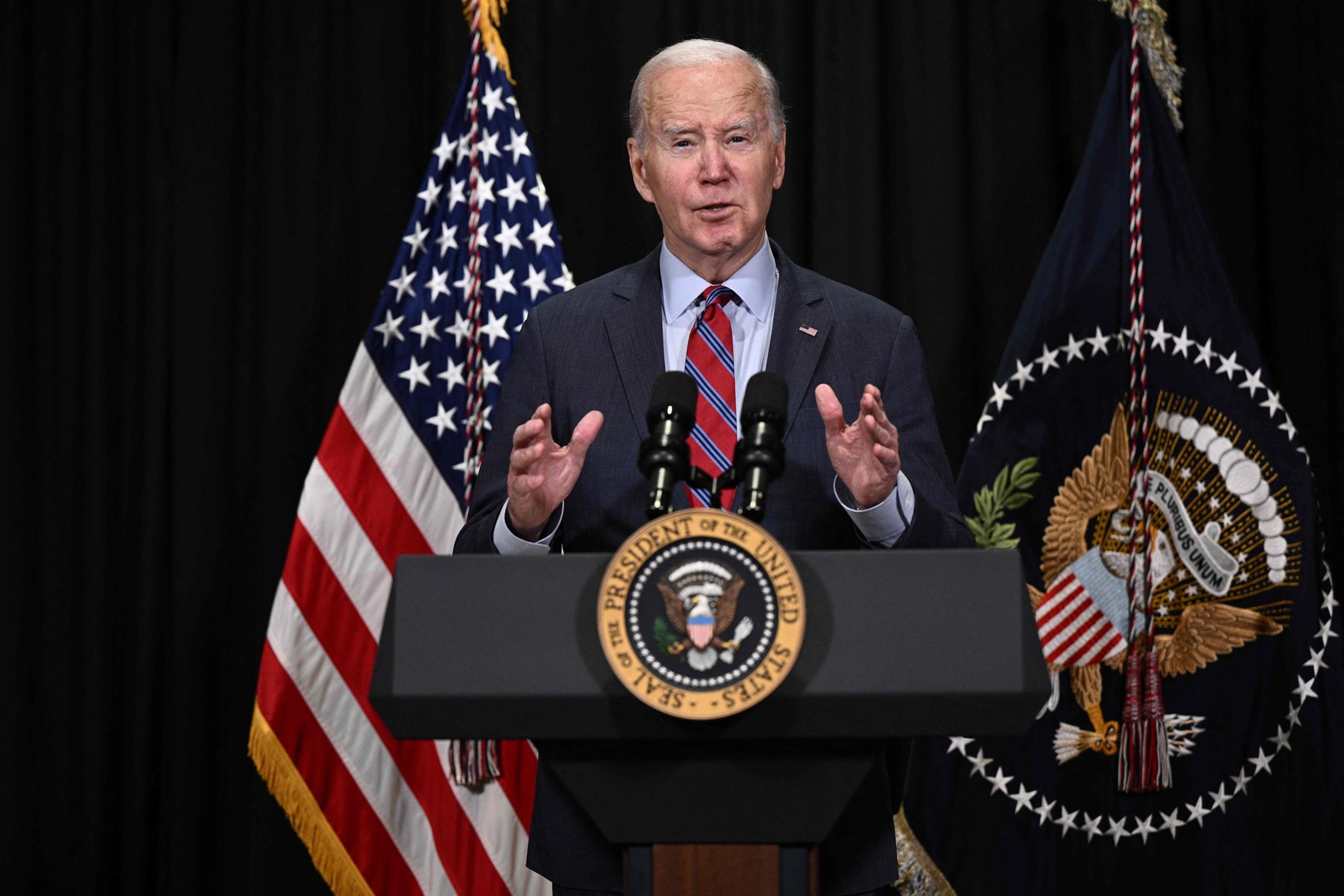 PHOTO: President Biden speaks about the release of hostages from Gaza, in Nantucket, Mass., on Nov. 24, 2023.