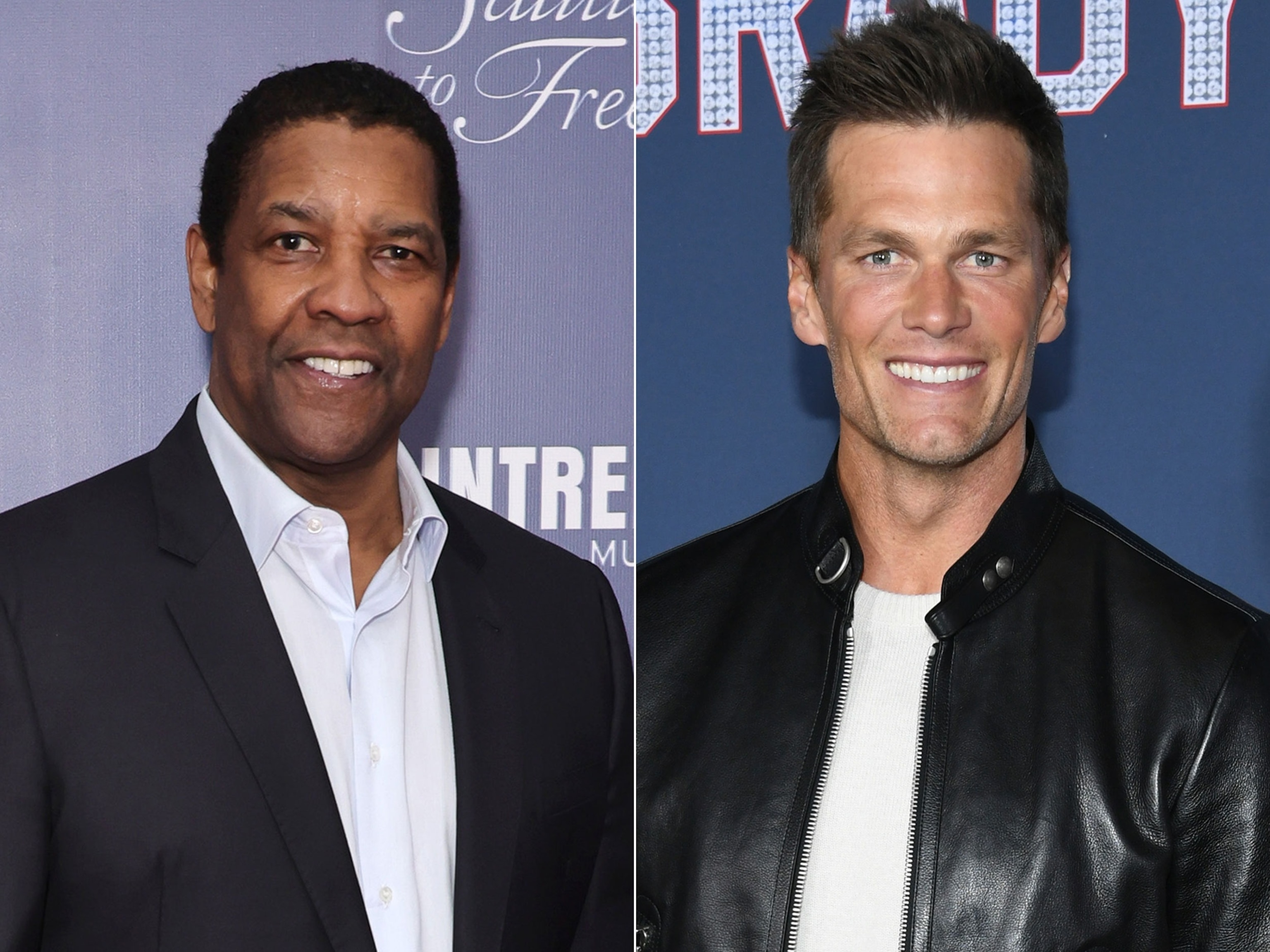 PHOTO: Denzel Washington is pictured May 26, 2022, and Tom Brady is pictured January 31, 2023.